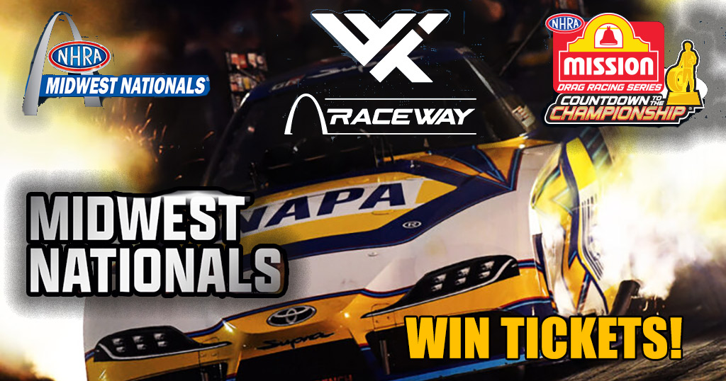 Win tickets to the 2024 N H R A Midwest Nationals at World Wide Technology Raceway. Mission Drag Racing Series countdown to the championship