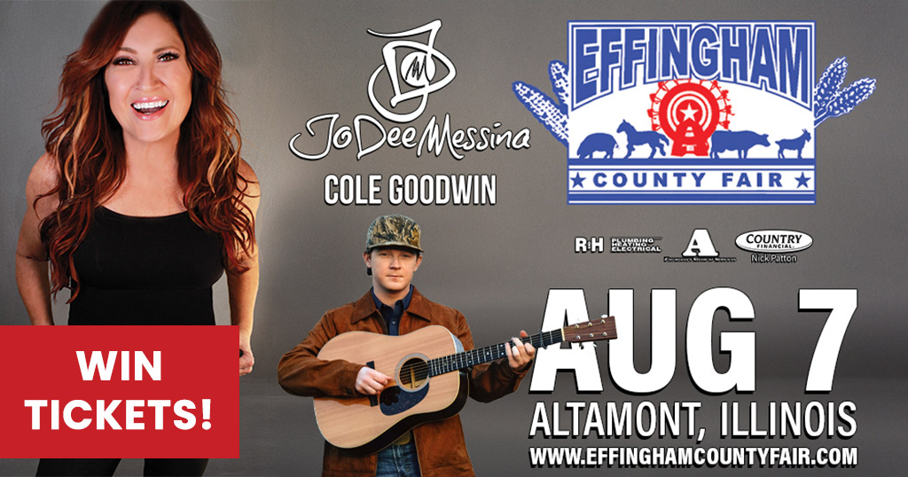 Register for a chance to see JoDee Messina and Cole Goodwin at the Effingham County Fair on August 7th.